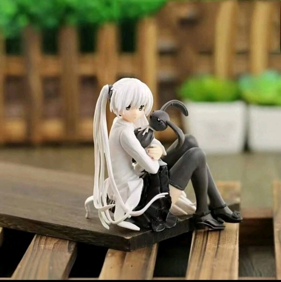 Anime manga silver hair girl bunny black pigtails kawaii figure stocking decor - Picture 5 of 8